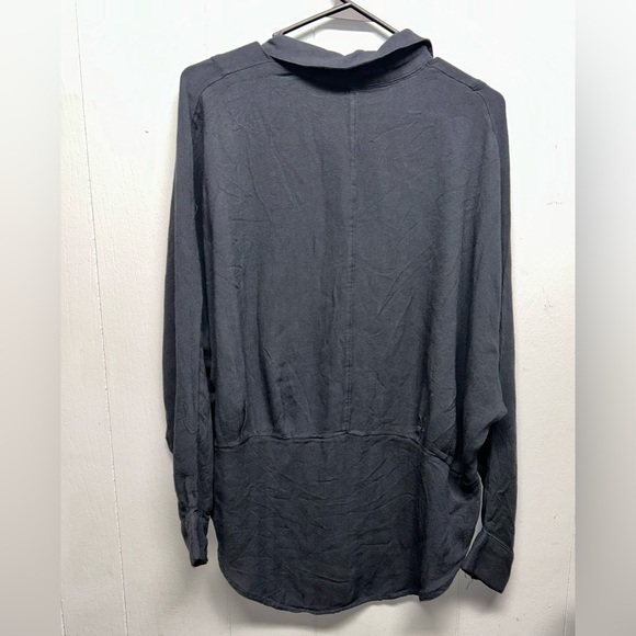 Free People Herringbone True Affection Button Down Top Blouse Boho Slouch Medium - Picture 2 of 7